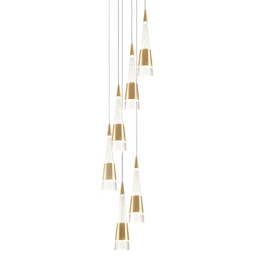 Gorbio | Extraordinary Gold Modern Cones Ceiling Chandelier, 6 Heads, Neutral Light