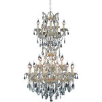 Elegant Lighting - Elegant Lighting 2801D30SG-GT/RC Maria Theresa - Nineteen Light Chandelier - A heavenly high point to your home, Maria Theresa collection pendant lamps are ablaze with hundreds of resplendent crystals. Copious strands of sparkling clear or golden-teak crystals dangle from elaborate tiers of glass-coated steel arms in your choice of a wide selection of finish colors. An imperial favorite for the stairwell, dining room, or living room.  Tiers of glass-coated steel arms in a chrome finish Hundreds of clear royal-cut crystal strands arch and dangle  Lamp features a diameter of 30 inches, a height of 28 inches, and requires 19 candelabra bulbs.  Dining Room/Living Room/Bedroom/Bathroom/Entry Way 2 Years Clear Mounting Direction: Up Assembly Required: Yes Canopy Included: Yes Shade Included: Yes Dimable: YesMaria Theresa Nineteen Light Chandelier Gold *UL Approved: YES *Energy Star Qualified: n/a *ADA Certified: n/a *Number of Lights: Lamp: 25-*Wattage:40w E12 bulb(s) *Bulb Included:No *Bulb Type:E12 *Finish Type:Gold