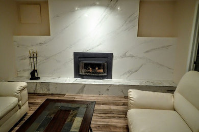 Marble looking fireplace done with venetian plaster