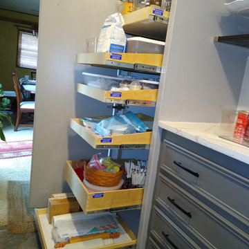 Pull outs shelves make pantry more useful