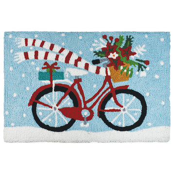 Holiday Biking Holiday Decor Indoor Outdoor  Accent Doormat,  20"x30"