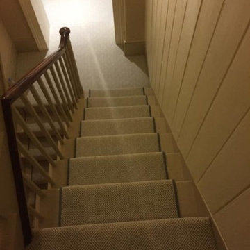 Grey Herringbone Carpet Installation to Stairs and Areas