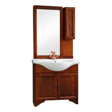 Arte Walnut Bathroom Vanity Unit Cabinet, 85 cm