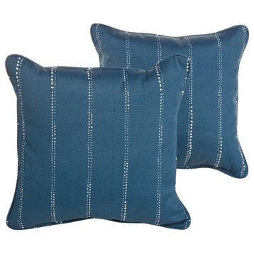 Navy Dotted Stripes Outdoor Corded Pillow Set, 20x20