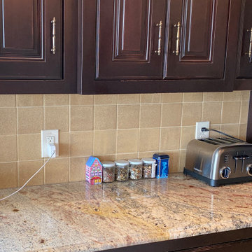 After, During, and Before Kitchen Backsplash - Tile & Installation by Exact Tile