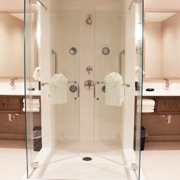 Heavy glass double shower door