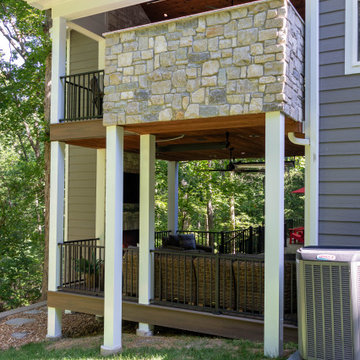 Two Tiered Covered Deck with Fireplaces