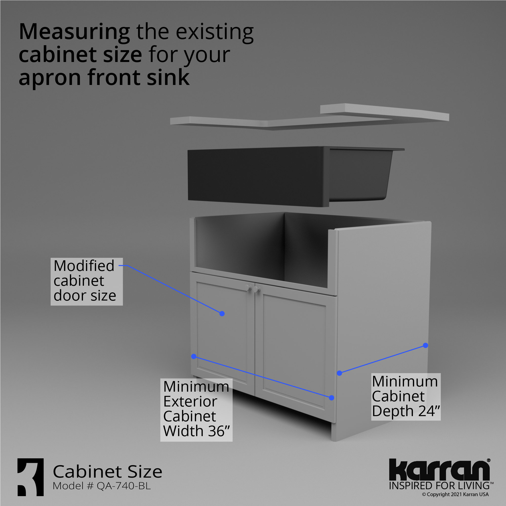 Karran Farmhouse/Apron-Front Quartz 34" Single Bowl Kitchen Sink, Black