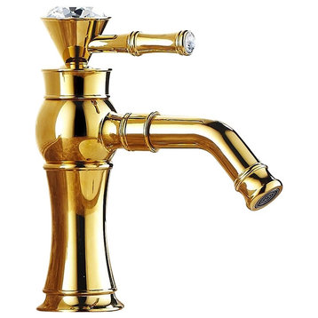 Fontana Phoenix Gold Finish Antique Style 360 Rotatable Deck Mount Sink Faucet