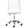 Filipe Low-Back Armless Office Chair, White and Chrome