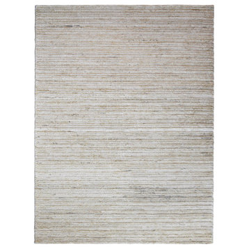 Hand Knotted Sumak Jute Eco-friendly Area Rug Contemporary Ivory