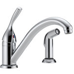 Delta - Delta 134/100/300/400 Series Single Handle Kitchen Faucet with Spray, Chrome - Delta faucets with DIAMOND Seal Technology perform like new for life with a patented design which reduces leak points, is less hassle to install and lasts twice as long as the industry standard*. You can install with confidence, knowing that Delta faucets are backed by our Lifetime Limited Warranty.  *Industry standard is based on ASME A112.18.1 of 500,000 cycles.