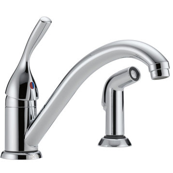 Delta 134/100/300/400 Series Single Handle Kitchen Faucet with Spray, Chrome