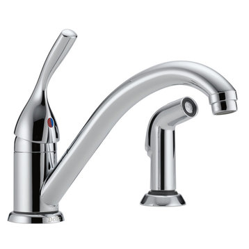 Delta 134/100/300/400 Series Single Handle Kitchen Faucet with Spray, Chrome