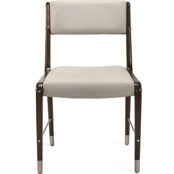 Tate Chair, Set of 2 Walnut, St Tropez Grey, Satin Nickel