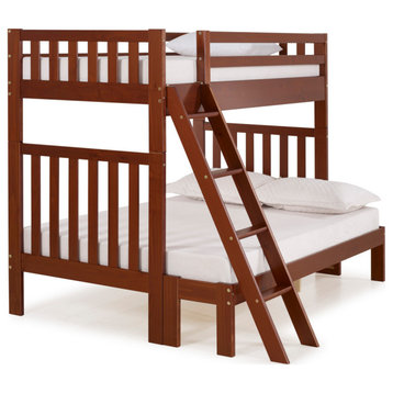 Aurora Twin Over Full Wood Bunk Bed, Chestnut