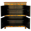 Chinese Tibetan Treasure Color Flower Graphic Credenza Storage Cabinet Hcs7400