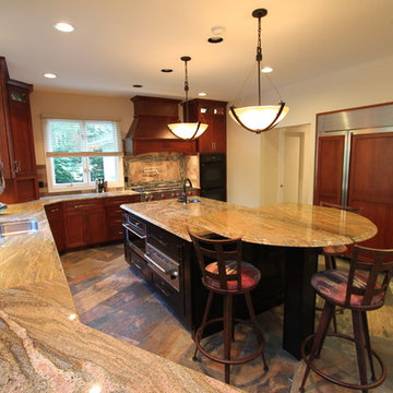 Craftsman Cherry Kitchen with Contrasting Espresso Island in Bel Air, MD