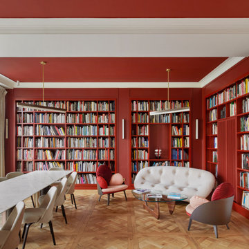 Salle de réception avec la bibliothèque des Beaux-Arts
