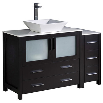 Fresca Torino 48" Espresso Modern Bathroom Cabinets w/ Top & Vessel Sink