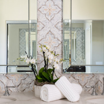 Close Up of Mosaic Marble Backsplash