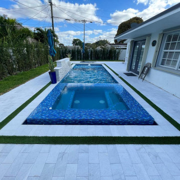 PSN Custom Pool with Infinity Spa and Marble Deck