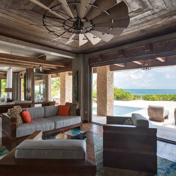 Neutral Sunbrella fabric blends seamlessly for ultimate resort relaxation