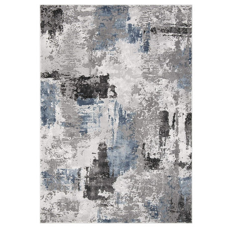 Greyscale Abstract Rug with Durable Pile Non-Shedding and Easy Clean, 12ftx15ft