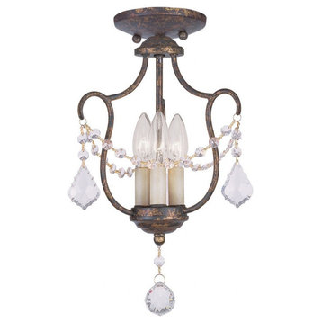 3 Light Convertible Mini Pendant in French Country Style - 10 Inches wide by 16