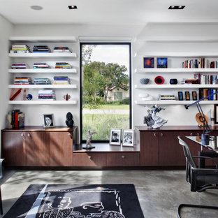 Idéer för funkis arbetsrum, med betonggolv