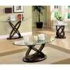 Furniture of America Darbunic Wood Glass Coffee Table in Dark Walnut