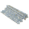 Rustica Herringbone Porcelain Mosaic Tile, Case of 10, Ocean Blue