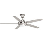 Progress - Progress P2539-0930K Signature Plus II - 54" Ceiling Fan with Light Kit - Five-blade 54" Signature Plus II ceiling fan features an LED light source, offering both form and function with energy- and cost-savings benefits. The light kit contains a white opal glass shade and is comprised of a 17W dimmable K LED module. A remote with batteries is included � and controls full range dimming and fan speed capabilities. Signature Plus II also has a reversible motor that can be accessed via a manual switch.  54" 5 Blade Fan with LED Light  Oversized, textured die cast hanger ball reduces noise and wobble vibrations  Mounting hardware is included  Meets California Title 24 - JA8 - 2016.  Shade Included: TRUE  Rod Length(s): 4.5 x 0.75< Warranty: Limited Lifetime  Color Temperature:   Lumens: 1500  CRI: +Signature Plus II 54" Ceiling Fan Brushed Nickel Driftwood/Silver Blade *UL Approved: YES *Energy Star Qualified: n/a  *ADA Certified: n/a  *Number of Lights: Lamp: 1-*Wattage:17w LED bulb(s) *Bulb Included:Yes *Bulb Type:LED *Finish Type:Brushed Nickel