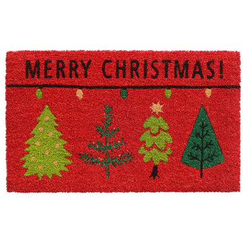RugSmith Multi Machine Tufted Christmas Tree Merry Christmas Doormat, 18" x 30"