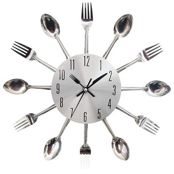 Kitchen Wall Clock, 3D Removable Modern Creative Cutlery