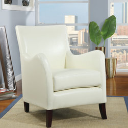 Ivory Leather Look White Accent Chair - Armchairs And Accent Chairs