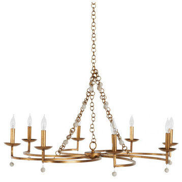 Carrie Chandelier, 8-Light, Antique Gold, Antique White Resin, 41.5"W