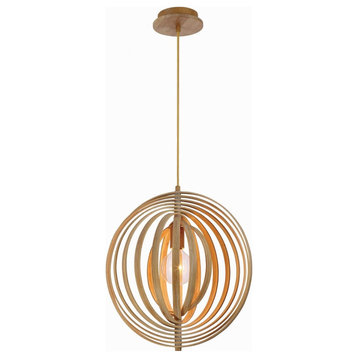 Abruzzo Sleek Retractable Wood Small Light Pendant