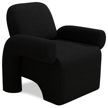 SEYNAR Sherpa Accent Chair, Teddy Single Sofa with Round Armrest for Living Room, Black