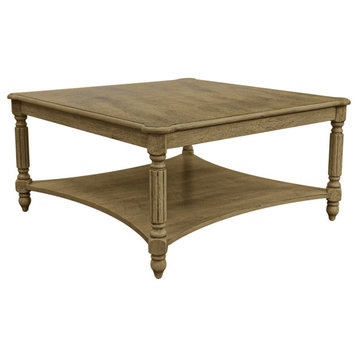 Marcello 33.1 in. Spray Paint Square Solid Wood Top Coffee Table, Oak