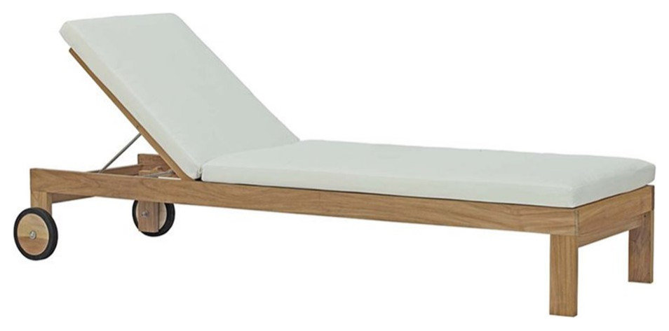Modway Upland Teak Wood Outdoor Patio armchair with Cushions in Natural White