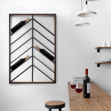 Wood and Metal Wall Mounted Wine Rack, 36.25" x 24.25"