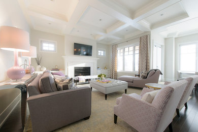 Transitional living room photo in Calgary