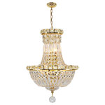 Crystal Lighting Palace - French Empire 6-Light Gold Finish Clear Crystal Chandelier - This stunning 6-light Crystal Chandelier only uses the best quality material and workmanship ensuring a beautiful heirloom quality piece. Featuring a radiant Gold finish and finely cut premium grade crystals with a lead content of 30%, this elegant chandelier will give any room sparkle and glamour.