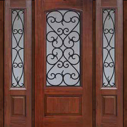 Prehung Sidelites Door 80 Fiberglass Palermo Arch Lite GBG Glass - Front Doors