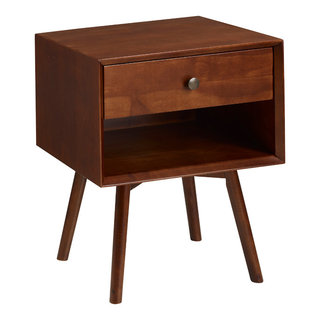 Mid-Century 1 Drawer Solid Wood Nightstand - Midcentury - Nightstands And Bedside  Tables - by Walker Edison | Houzz