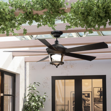 Luxury Modern Farmhouse Ceiling Fan, Black Iron, UHP9181, Catalina Collection