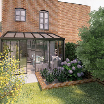 Exterior view Family Room with the addition of the Conservatory