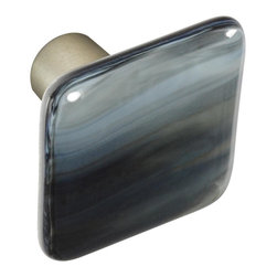 CKP - Art Glass Knob, White Swirl, Dull Brushed Nickel Base - Cabinet And Drawer Knobs