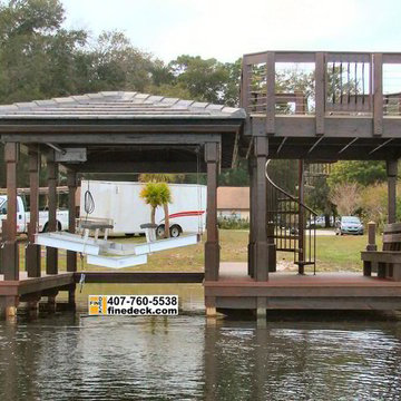 New Two Story Dock With Hip Roof Over a Boat Slip, Maitland FL.